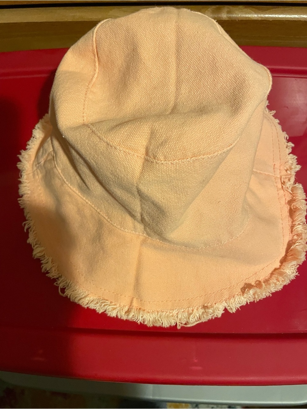 Zara Peach Frayed-Edge Bucket Hat